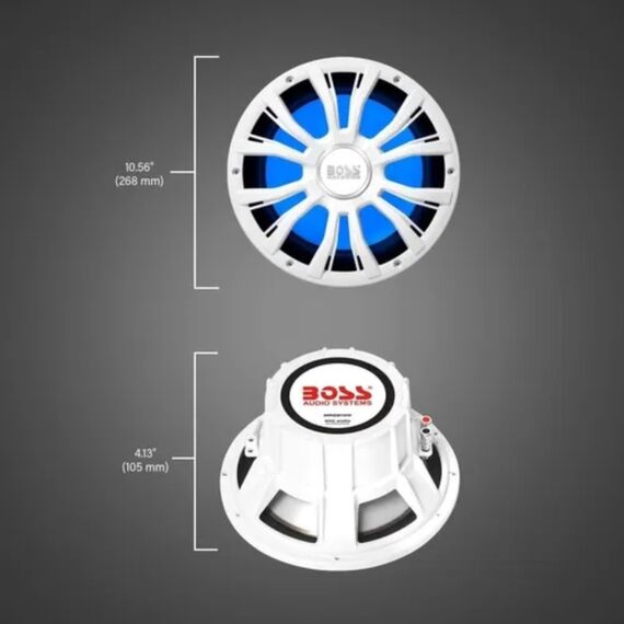 Subwoofer Marinizado Boss Marine c/ Iluminação LED RGB 10 polegadas - Branco - MRGB10W