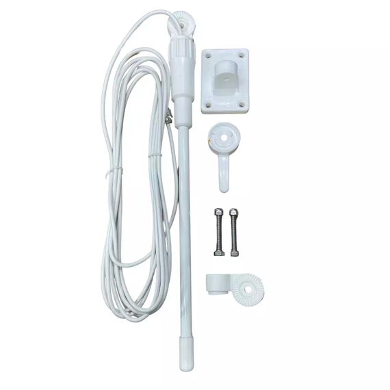 Antena VHF Marítima em Fibra - 1,2 Metros - Ganho Real até 6 dB - Branca