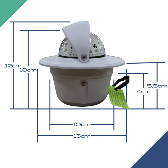 Bússola c/ Base Náutica - C/ Iluminação - Ritchie F50W - Cor:Branca