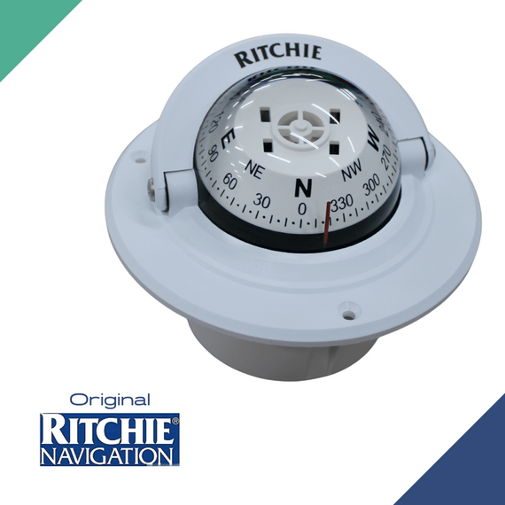 Bússola c/ Base Náutica - C/ Iluminação - Ritchie F50W - Cor:Branca