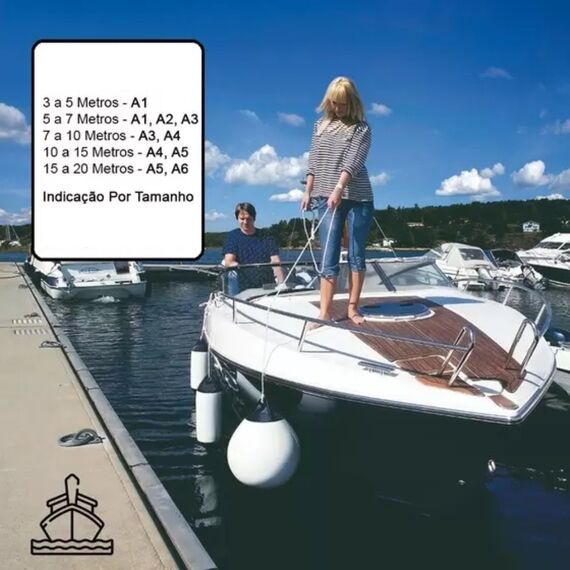 Defensa p/ Embarcações Linha A - A0 - 20 x 27 cm - Branca/Azul