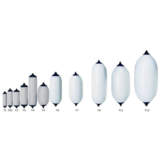 Defensa p/ Embarcações Linha F - F6 - 25,4 x 101,6 cm - Branca/Azul - Marine