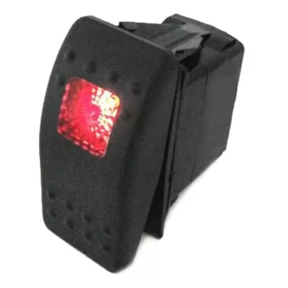 Botão de Painel Com iluminação LED - Preto - 3 pinos - 20A - 12V