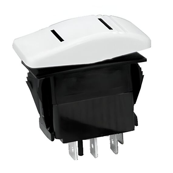 Botão de Painel On-Off-On Branco c/ LED 4 Pinos - 12V - 20A