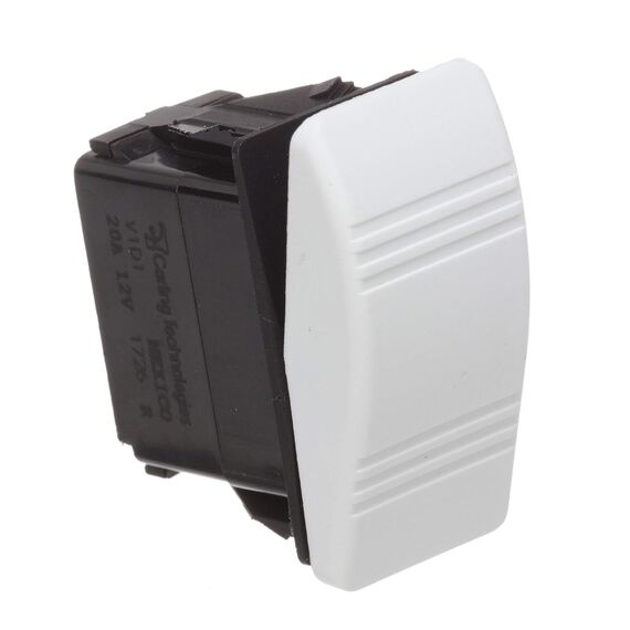 Botão de Painel On-Off-On Branco s/ LED 3 Pinos - 12V - 20A