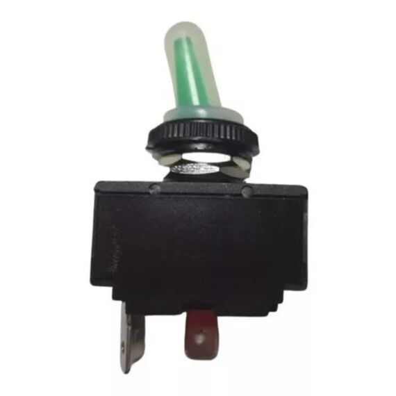 Botão / Pino Interruptor em Plástico c/ LED Verde e Capa Emborrachada - 16A ON-OFF