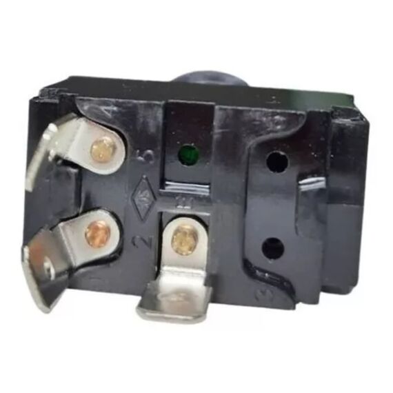 Botão / Pino Interruptor em Plástico c/ LED Verde e Capa Emborrachada - 16A ON-OFF