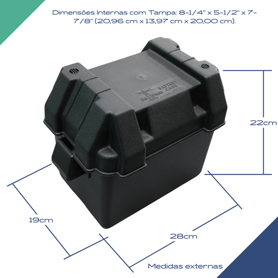 Caixa Protetora Plástica p/ Bateria c/ Tampa e Cinta - Pequena
