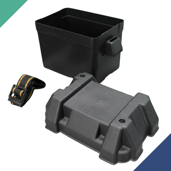 Caixa Protetora Plástica p/ Bateria c/ Tampa e Cinta - Pequena