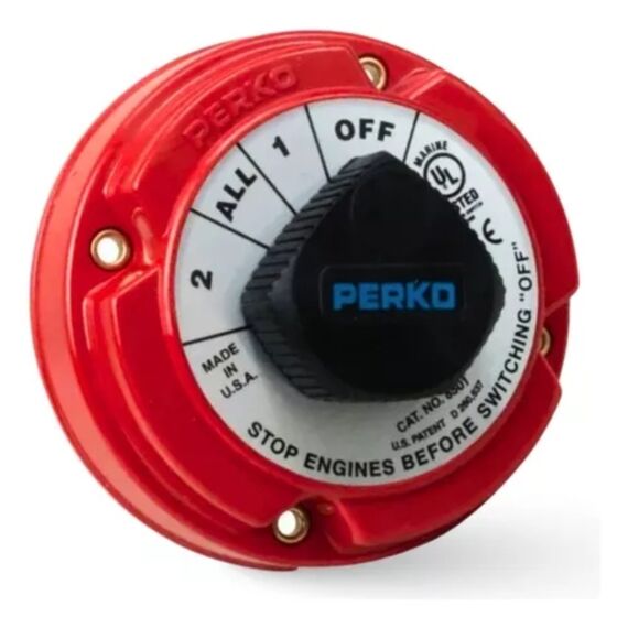 Chave de Bateria Blindada 250A Perko p/ 2 Baterias