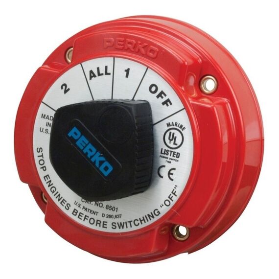 Chave de Bateria Blindada 250A Perko p/ 2 Baterias