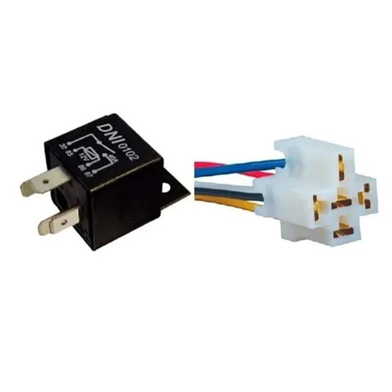 Relê Auxiliar Dni 0102 4 Pinos Universal 12v 40a + Soquete