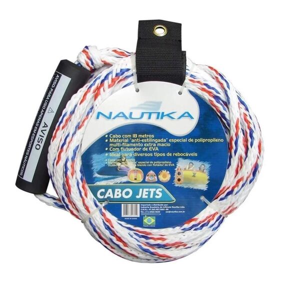 Cabo Para Boia de Reboque - 18 metros - Branco/Azul/Vermelho - NTK