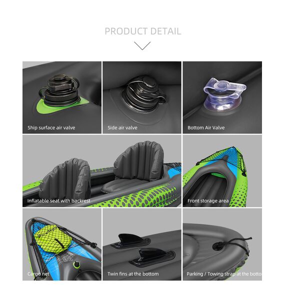 Caiaque Inflável C/ Mochila Inflador E Remo - Seaflo - 2 pessoas