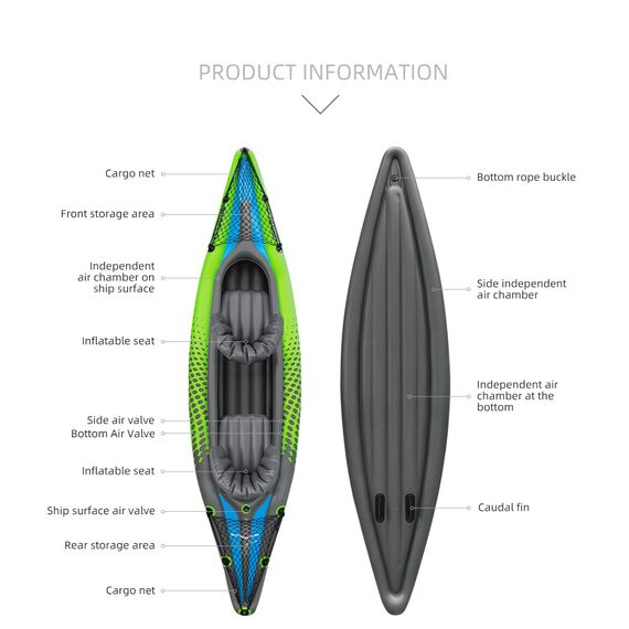 Caiaque Inflável C/ Mochila Inflador E Remo - Seaflo - 2 pessoas