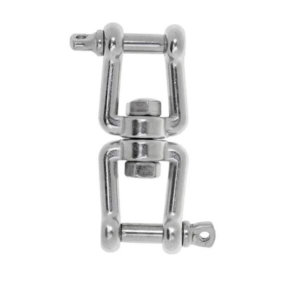 Manilha Dupla c/ 2 Parafusos em Aço Inox C/ Destorcedor - 8mm