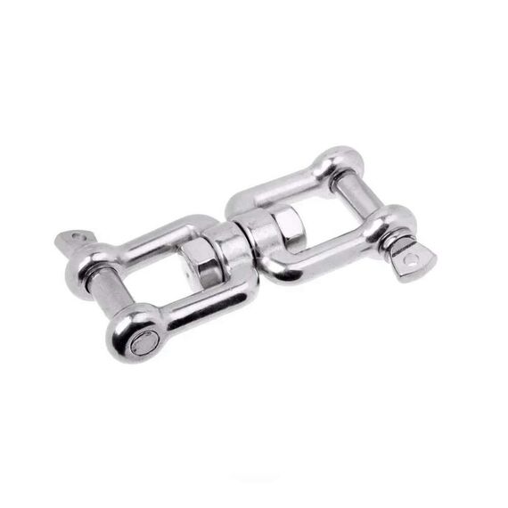 Manilha Dupla c/ 2 Parafusos em Aço Inox C/ Destorcedor - 8mm