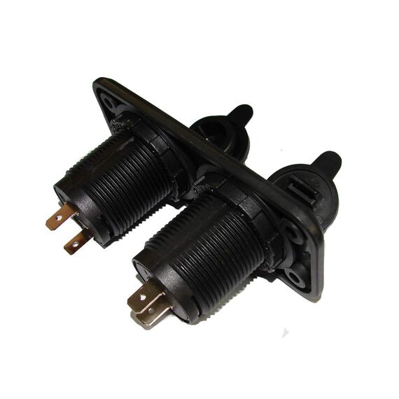 Painel Duplo c/ Tomada de Embutir USB 5V 3.1A + Tomada 12V c/ Tampa Protetora