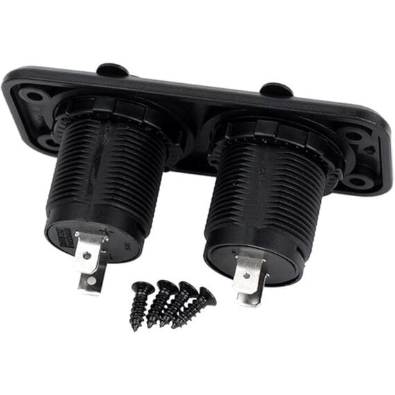 Painel Duplo c/ Tomada de Embutir USB 5V 3.1A + Tomada 12V c/ Tampa Protetora