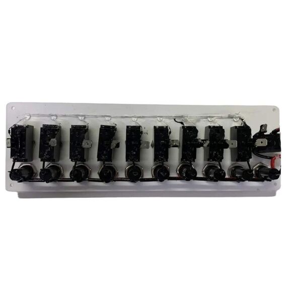 Painel Elétrico Marinizado c/ 10 Botões c/ Fusível e LED Individual - Branco - Horizontal - em Acrílico