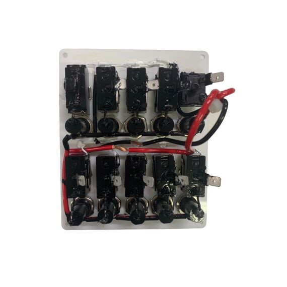 Painel Elétrico Marinizado c/ 10 Botões c/ Fusível e LED Individual - Branco - Vertical - em Acrílico