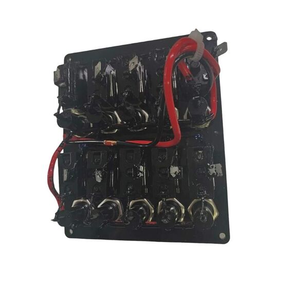 Painel Elétrico Marinizado c/ 10 Botões c/ Fusível e LED Individual - Preto - Vertical - em Acrílico