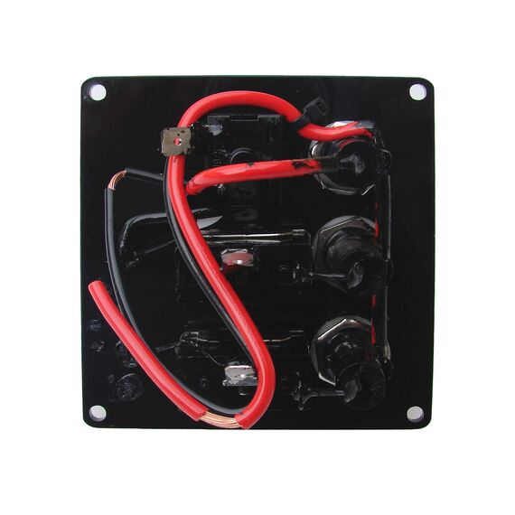 Painel Elétrico Marinizado c/ 3 Botões c/ Fusível e LED Individual - Preto - Vertical - em Acrílico