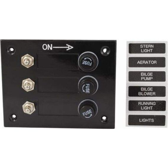 Painel Elétrico Marinizado c/ 3 Botões c/ Fusível Individual - em Bakelite