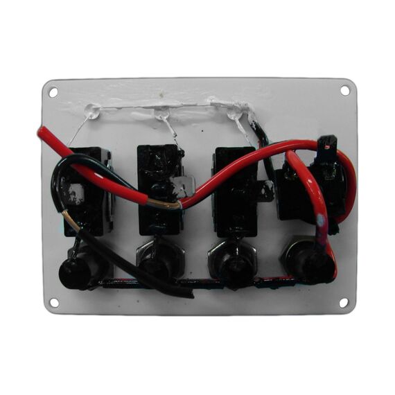 Painel Elétrico Marinizado c/ 4 Botões c/ Fusível e LED Individual - Branco - Horizontal - em Acrílico