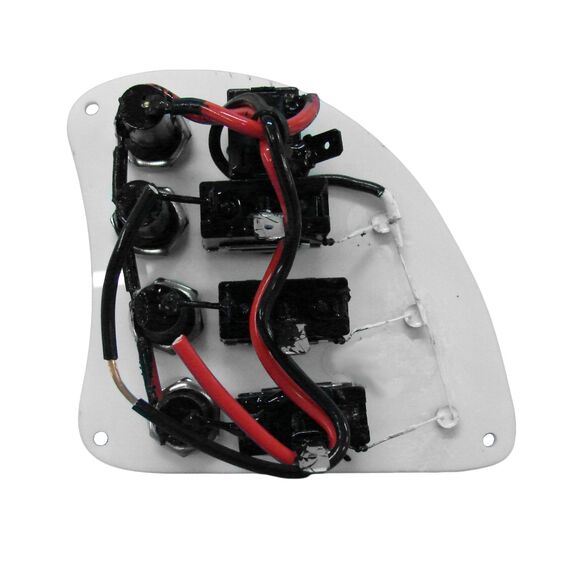 Painel Elétrico Marinizado c/ 4 Botões c/ Fusível e LED Individual - Branco - Vertical - em Acrílico