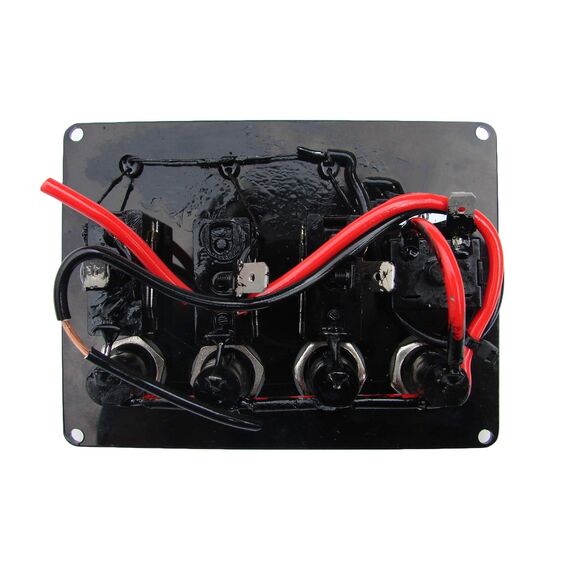 Painel Elétrico Marinizado c/ 4 Botões c/ Fusível e LED Individual - Preto - Horizontal - em Acrílico