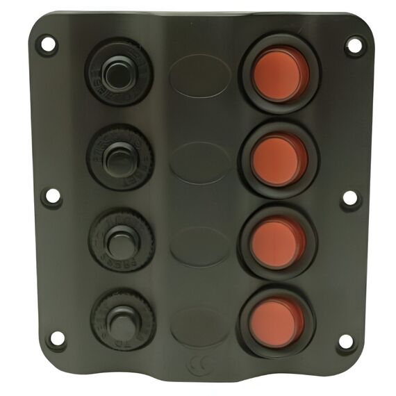Painel Elétrico Marinizado c/ 4 Teclas Iluminadas c/ Circuit Breaker Individual - em ABS
