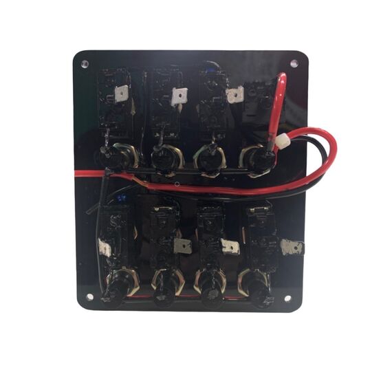 Painel Elétrico Marinizado c/ 8 Botões c/ Fusível e LED Individual - Preto - Vertical - em Acrílico