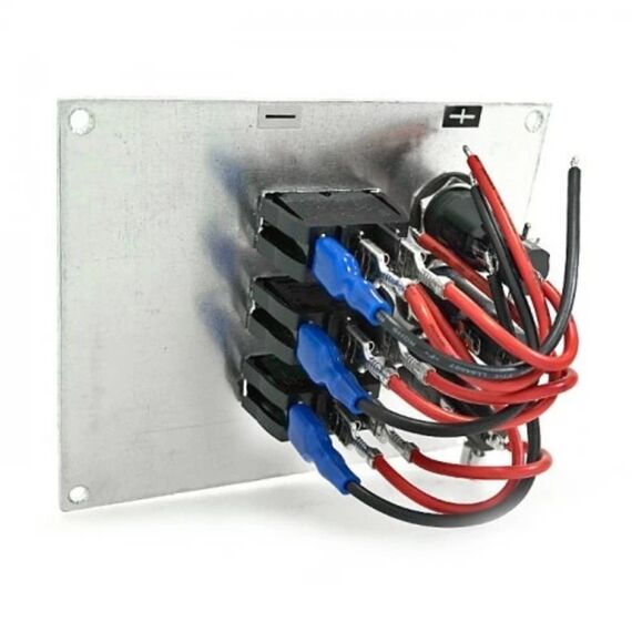 Painel Elétrico Marinizado p/ 3 Botões Iluminados c/ Fusível Individual - em Alumínio