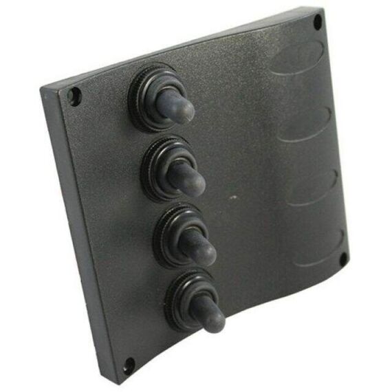 Painel Elétrico Marinizado p/ 4 Botões Emborrachados c/ Fusível Blindado - em ABS Preto