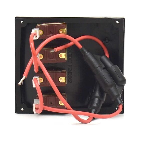 Painel Elétrico Marinizado p/ 4 Botões Emborrachados c/ Fusível Blindado - em ABS Preto