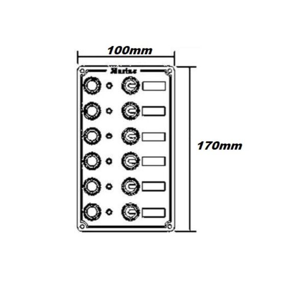 Painel Elétrico Marinizado p/ 6 Botões Emborrachados c/ Fusível Individual - em Alumínio Preto