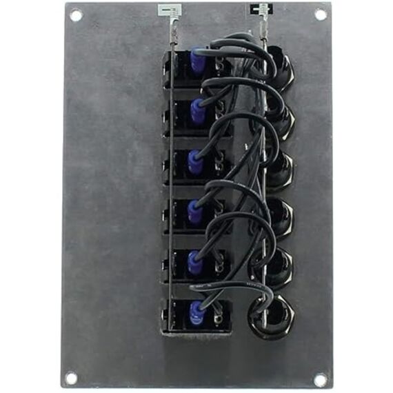 Painel Elétrico Marinizado p/ 6 Botões Iluminados c/ Fusível Individual - em Alumínio Preto