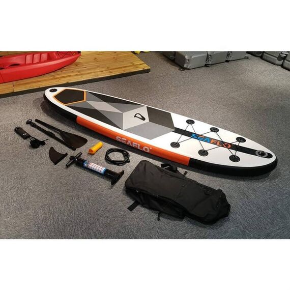 Prancha p/ Stand UP Inflável Laranja C/ Mochila Inflador E Remo Seaflo