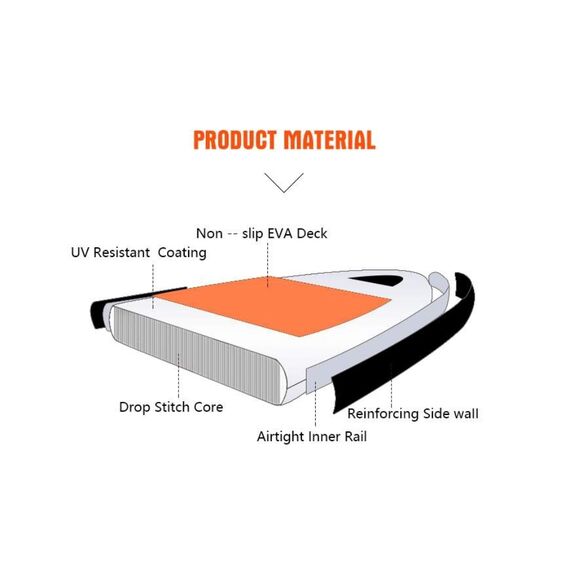 Prancha p/ Stand UP Inflável Laranja C/ Mochila Inflador E Remo Seaflo