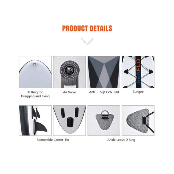 Prancha p/ Stand UP Inflável Laranja C/ Mochila Inflador E Remo Seaflo