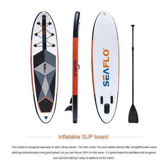 Prancha p/ Stand UP Inflável Laranja C/ Mochila Inflador E Remo Seaflo