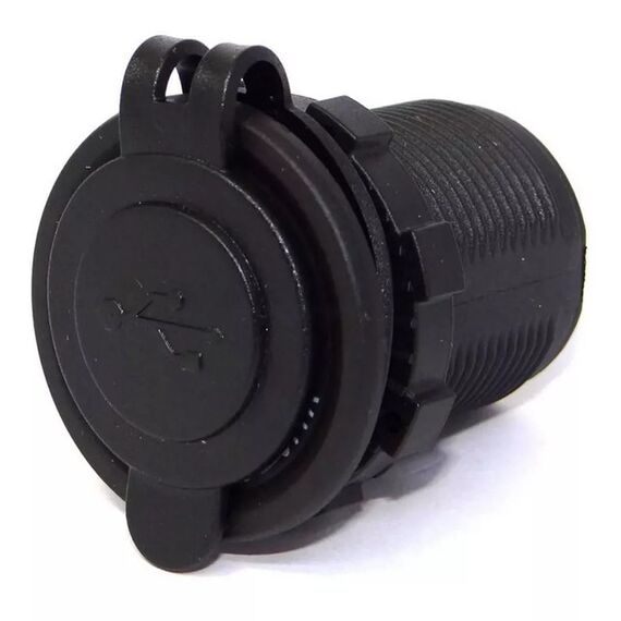 Tomada de Embutir USB Dupla 5V 3.1A c/ Tampa Protetora - Redonda