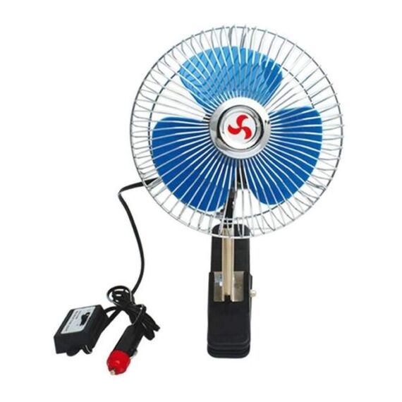 Ventilador p/ Veículos Automotores Cromado 20cm 12v - C/ Grampo Fixador