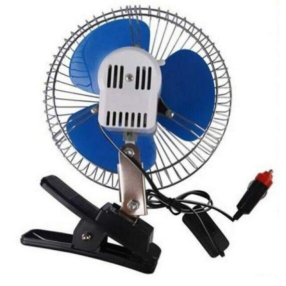 Ventilador p/ Veículos Automotores Cromado 20cm 12v - C/ Grampo Fixador