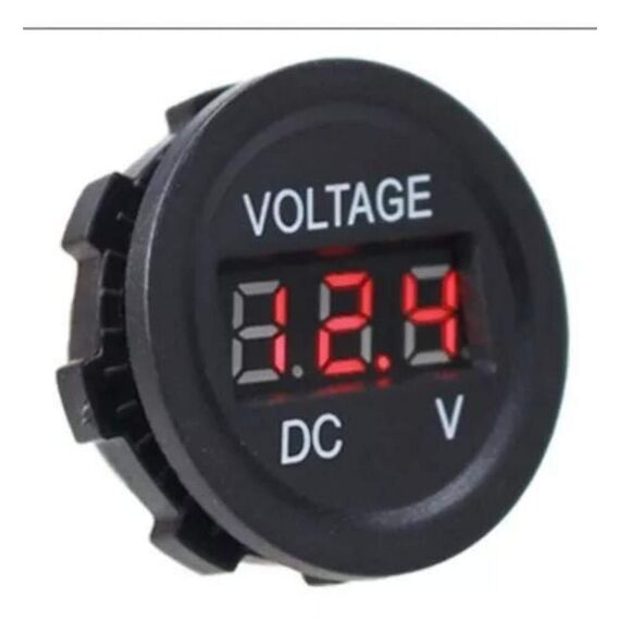 Voltímetro Digital Até 30 Volts Redondo - Modelo Tomada de Embutir 12v