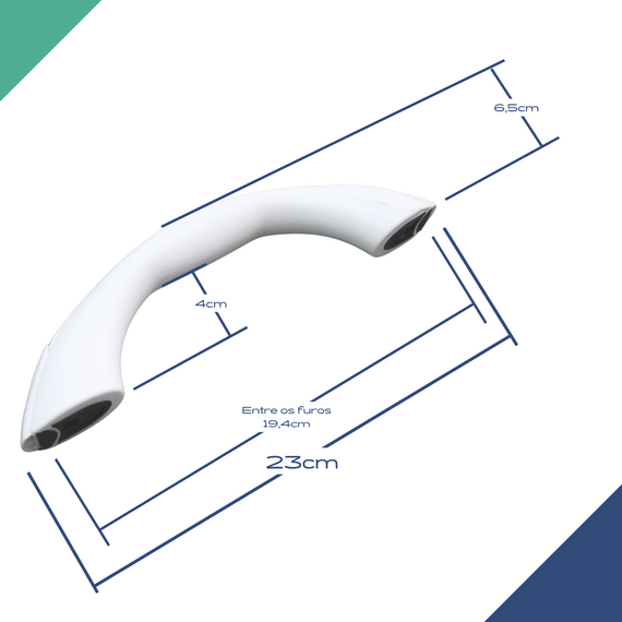Alça de Apoio em Vinil (Pegador/Pega Mão/Puxador) - Tam: 23cm - Branca