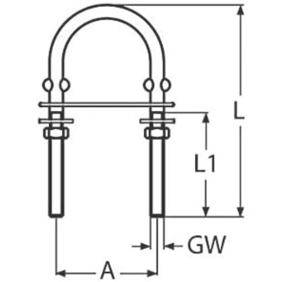 Ferragem de Proa / Popa U-Boat em Aço Inox p/ Barcos - 10mm - 60 x 130