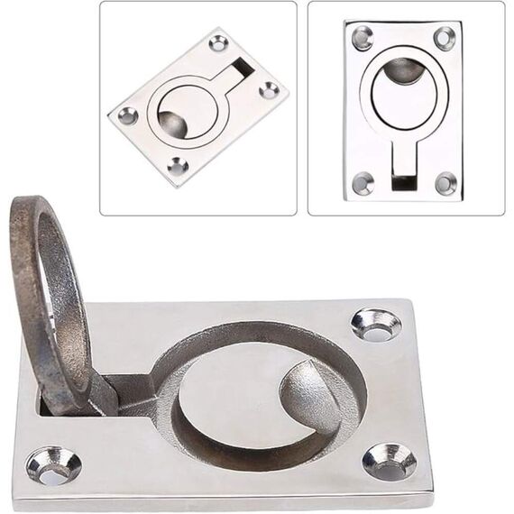 Puxador de Tampas de Embutir em Aço Fundido 44 x 63 mm - Retangular