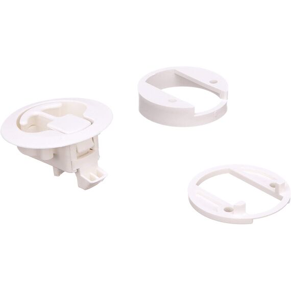 Puxador/Fechadura de Bater p/ Portas até 7/8 pol - Plástico Branco - Seachoice